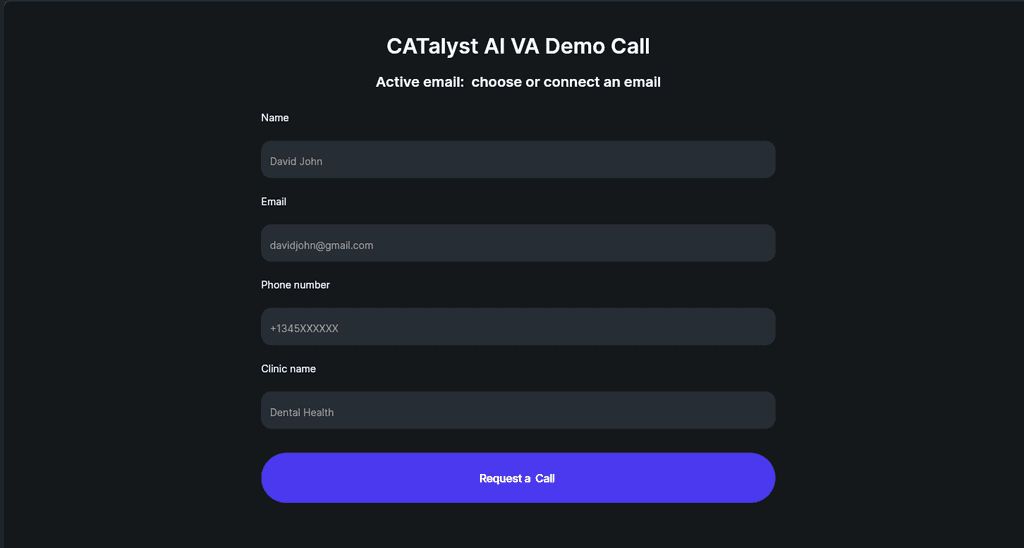 Catalyst AI VA Demo Call Interface
